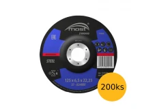Brusný kotouč 125 x 6,5 x 22,23 mm MOST STANDARD METAL typ 27 sada 200 ks