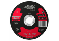 Řezný kotouč 125 x 1,0 x 22,23 mm MOST STANDARD INOX Turbo typ 41