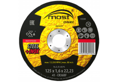 Řezný kotouč 125 x 1,6 x 22,23 mm MOST CERAMIC Metal + Inox typ 41