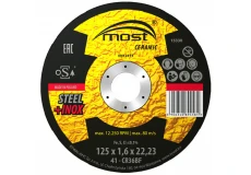 Řezný kotouč 125 x 1,6 x 22,23 mm MOST CERAMIC Metal + Inox typ 41