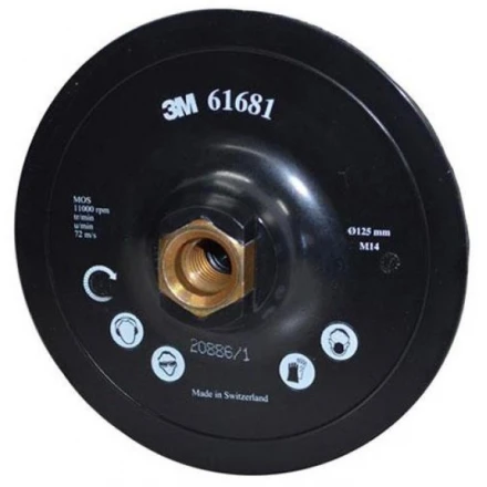 Unašeč na suchý zip 125 x 22 mm M14 s centrováním pod disky Scotch-Brite, 3M DH-AC, 61681
