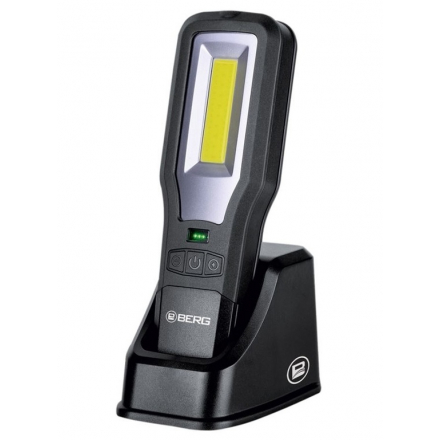 Dílenská LED COB lampa 10 W + nabíjecí stanice, powerbanka BERG