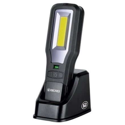Dílenská LED COB lampa 10 W + nabíjecí stanice, powerbanka BERG