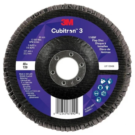 Lamelový kotouč 125 x 22,23 mm zrnitost 40+ 3M Cubitron 3 1169F typ T29