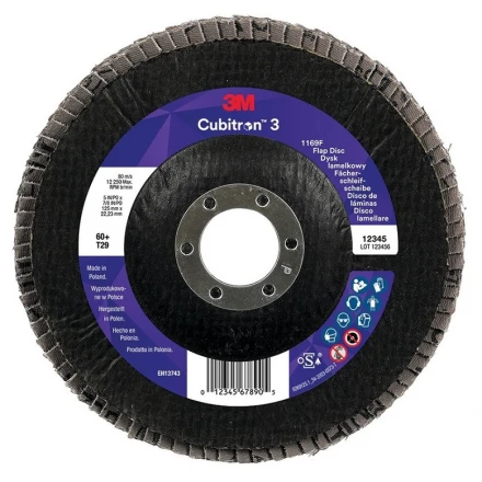 Lamelový kotouč 125 x 22,23 mm zrnitost 60+ 3M Cubitron 3 1169F typ T29