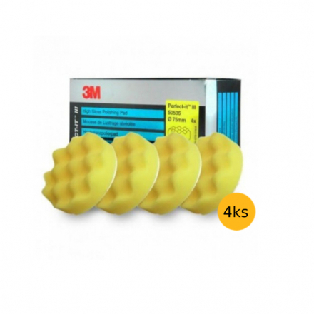 Leštící kotouč pěnový vlnitý 75 mm 3M Perfect-It žlutý, 50536, 4 ks