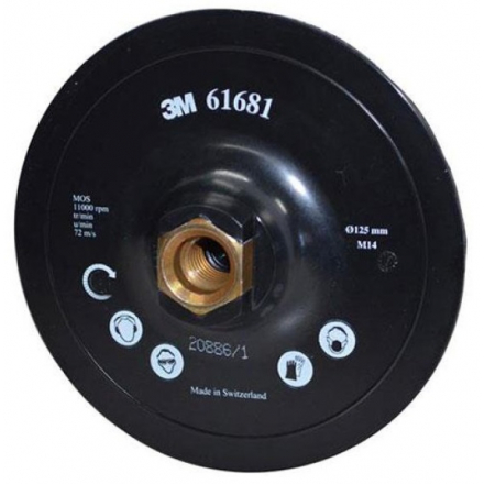 Unašeč na suchý zip 125 x 22 mm M14 s centrováním pod disky Scotch-Brite, 3M DH-AC, 61681